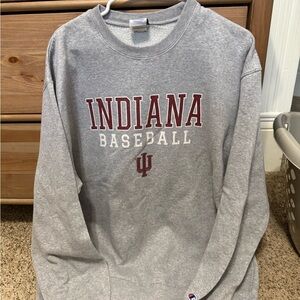 Champion Gray Indiana Baseball Crewneck Sweater